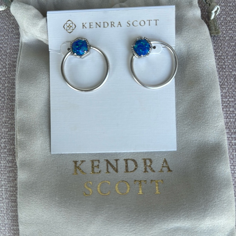 Kendra Scott blue Kyocera Opal David hoop earrings